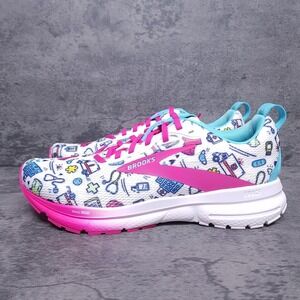 BROOKS Trace 4 Hero Medical Nurse Running Shoes Women 8.5 WIDE White Pink No Lid